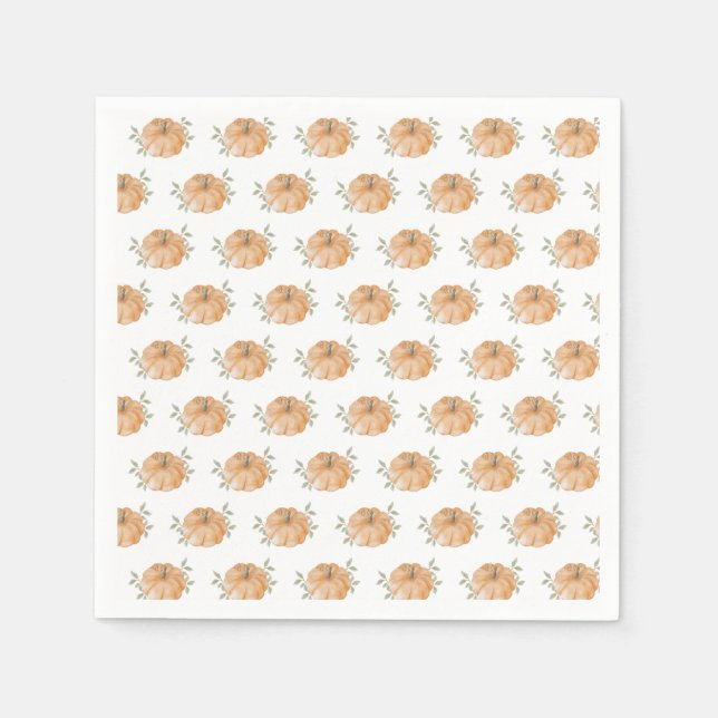 Orange Little Pumpkin Muster Herbstdusche Serviette (Vorderseite)