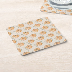 Orange Little Pumpkin Pattern Fall Baby Dusche Rechteckiger Pappuntersetzer