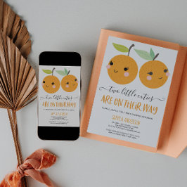Orange Little Süsse Citrus Twin Girls Babydusche Einladung
