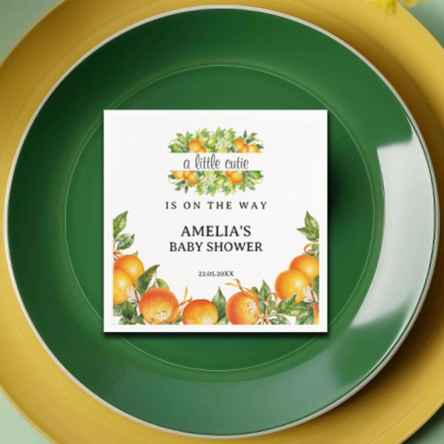 Orange Little Süsse Greenery Babydusche Serviette (Von Creator hochgeladen)