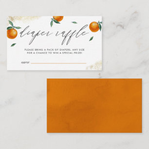 Orange Little Süsse Script Diaper Raffle Ticket Begleitkarte
