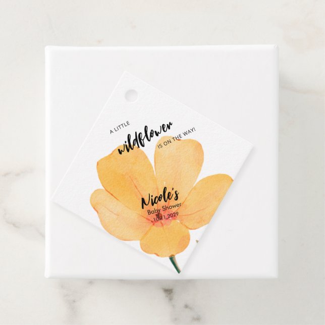 Orange Little Wildflower On the Way Baby Shower Geschenkanhänger (Beispiel)