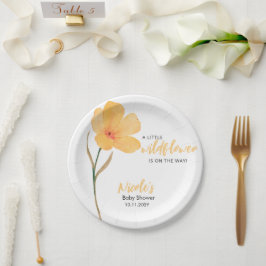 Orange Little Wildflower On the Way Baby Shower Pappteller