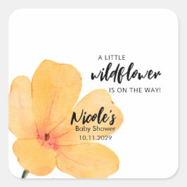 Orange Little Wildflower On the Way Baby Shower Quadratischer Aufkleber