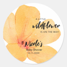 Orange Little Wildflower On the Way Baby Shower Runder Aufkleber