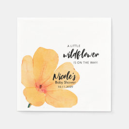 Orange Little Wildflower On the Way Baby Shower Serviette