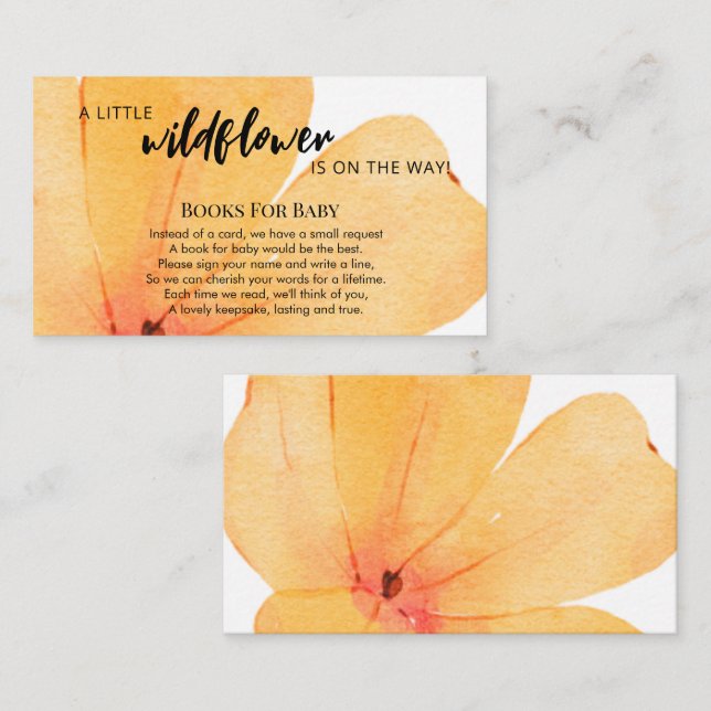 Orange Little Wildflower On the Way Books for Baby Begleitkarte (Vorne/Hinten)