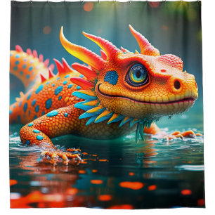Orange Lizard Duschvorhang