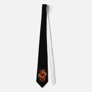 Orange lodernde Schädel-Krawatte Krawatte