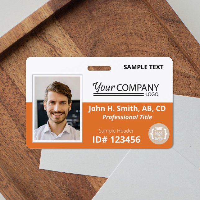 Orange Logo Entry Employee Foto ID Ausweis (orange company badge with logo and photo)