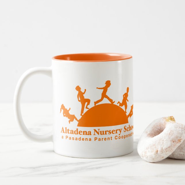 Orange Logo-Tasse amerikanischen Nationalstandards Zweifarbige Tasse (Mit Donut)