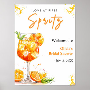 Orange Love at First Spritz Brautparty Willkommen  Poster
