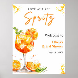 Orange Love at First Spritz Bridal Shower Welcome Poster