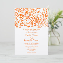 Orange Love Birds Hochzeitseinladung Einladung