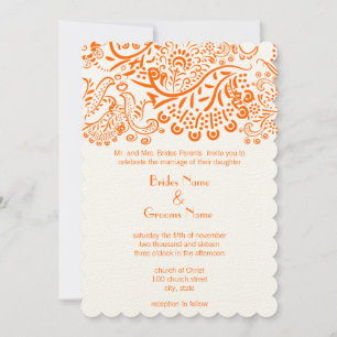 Orange Love Birds Hochzeitseinladung Einladung