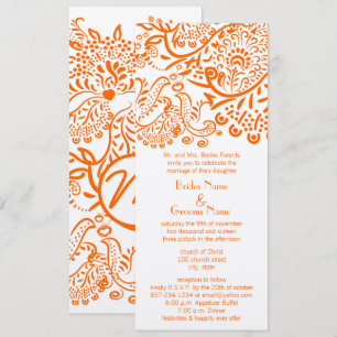 Orange Love Birds Hochzeitseinladung Einladung