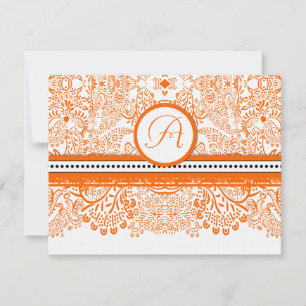 Orange Love Birds Hochzeitseinladung RSVP Karte