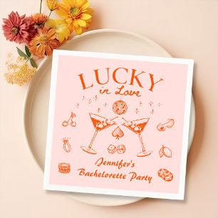 Orange Lucky In Liebe Cocktails Junggeselinnen-Abs Serviette