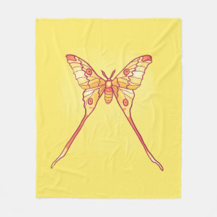Orange Luna Moth Art - Farbiges Insekt Fleecedecke