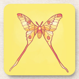 Orange Luna Moth Art - Farbiges Insekt Getränkeuntersetzer