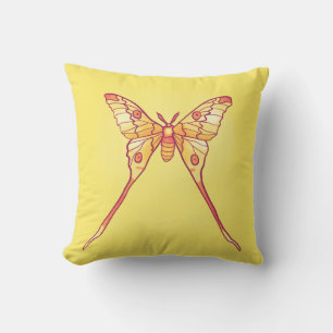 Orange Luna Moth Art - Farbiges Insekt Kissen