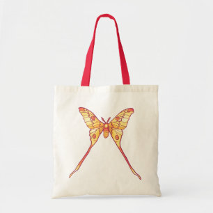 Orange Luna Moth Art - Farbiges Insekt Tragetasche