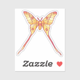 Orange Luna Moth Kunst, Dichtung und Musik Aufkleber