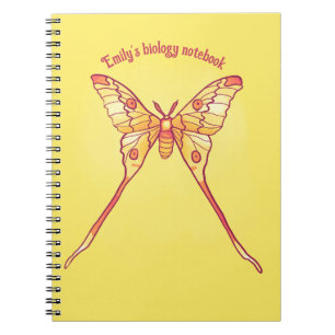 Orange Luna Moth Kunst, Dichtung und Musik Notizblock