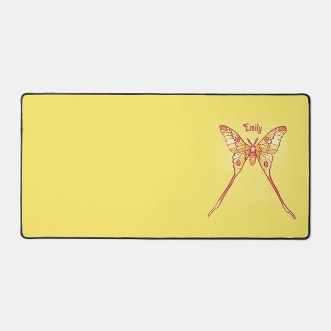 Orange Luna Moth Kunst, Dichtung und Musik Schreibtischunterlage (Vorderseite)