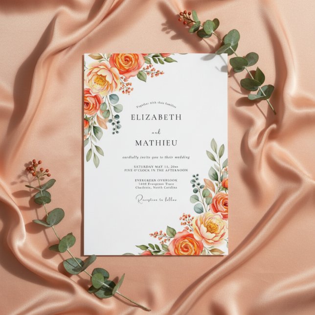Orange Lush Bloom Wedding Einladung (Von Creator hochgeladen)