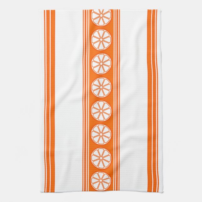 Orange Luxury Jacquard Stripes Geschirrtuch (Vertikal)