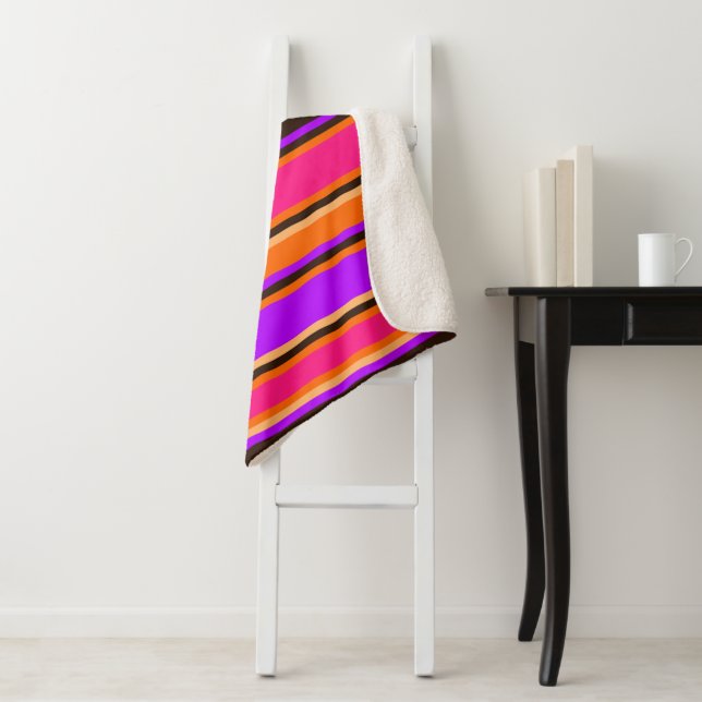 Orange, Magenta & Lila Stripteppiche Sherpadecke (Beispiel)