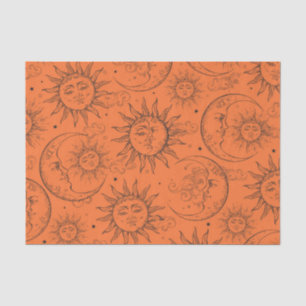 Orange Magie Vintage Himmelszelt Sonne Mond Sterne Seidenpapier