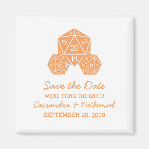 Orange Magnet der Würfel-D20 Save the Date