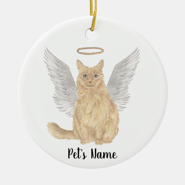 Orange Maine Coon Beileid Memorial Keramik Ornament (Vorne)