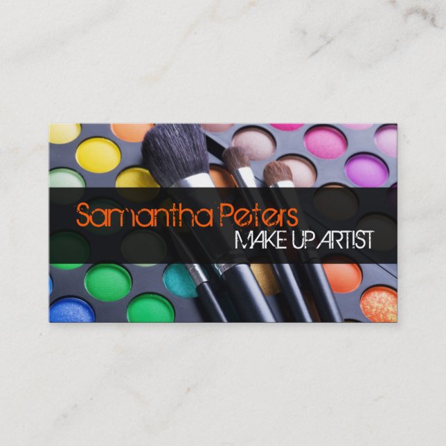 Orange Make up Artist Palette Brush Business Card Visitenkarte (Vorderseite)