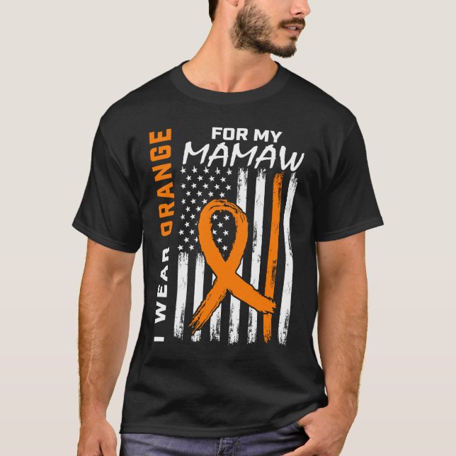 Orange Mamaw Leukemia Awareness USA Flag Kids  Pro T-Shirt (Vorderseite)