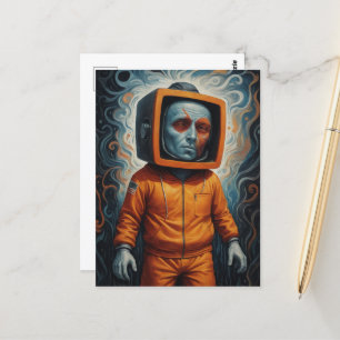 Orange Man Orange Anzug TVhead Postkarte