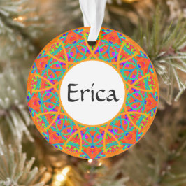 Orange Mandala Customizable Boho Weihnachten Ornament