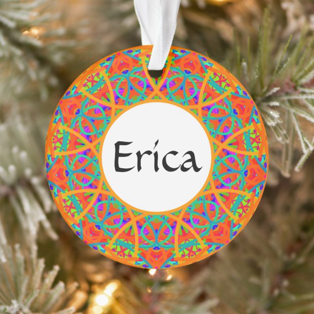 Orange Mandala Customizable Boho Weihnachten Ornament (Baum)