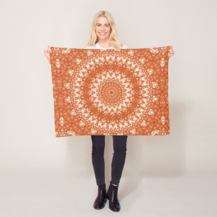 Orange Mandala. Fleecedecke