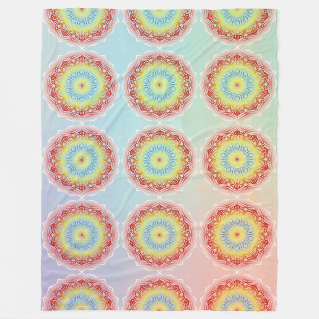 Orange Mandala Fleecedecke (Vorderseite)