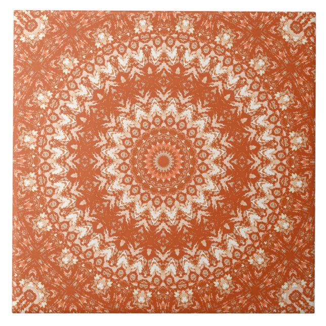 Orange Mandala. Fliese (Vorderseite)