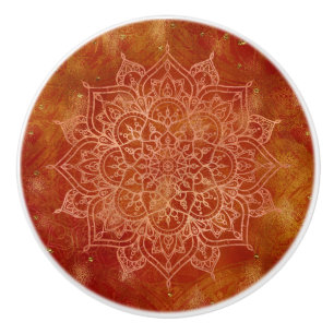 Orange Mandala & Gold Glam Moderne Chic Keramikknauf