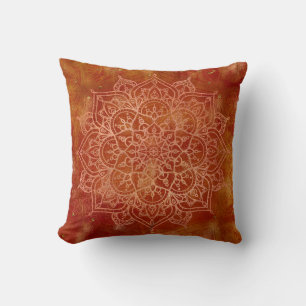 Orange Mandala & Gold Glam Moderne Chic Kissen