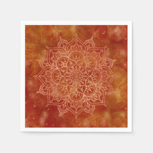Orange Mandala & Gold Glam Moderne Chic Serviette