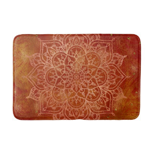 Orange Mandala & Gold Glam moderner Chic Badematte