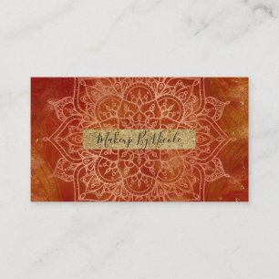 Orange Mandala & Gold Glam Moderner Chic Visitenkarte