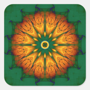 Orange Mandala Quadratischer Aufkleber
