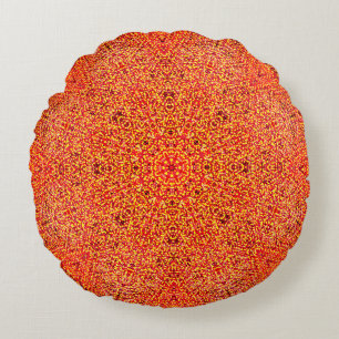 Orange Mandala Rundes Kissen